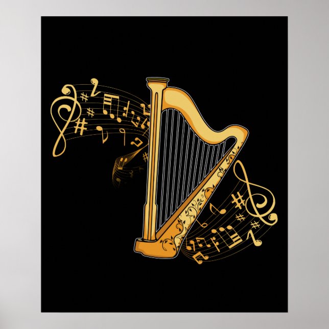 Harp Player Gift Girls Harpist Women Music Harp Poster (Framsidan)