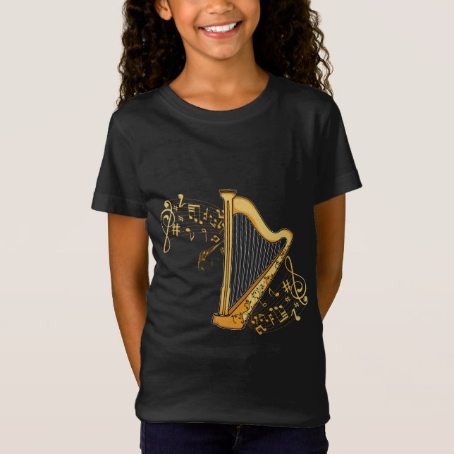 Harp Player Gift Girls Harpist Women Music Harp T Shirt (Framsida)