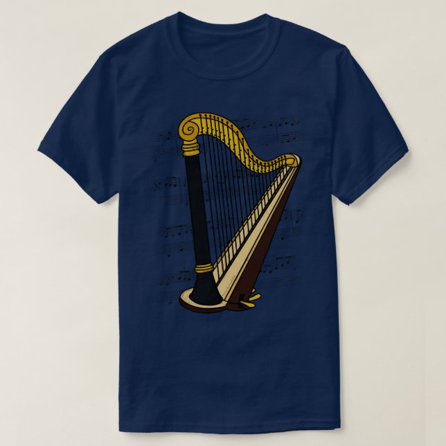 Harp Player Harpist String Musician Färg T Shirt (Design framsida)