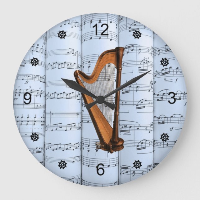 Harp ~ Rolled Lakan Music ~ Blue Tint Background ~ Stor Klocka (Framsida)