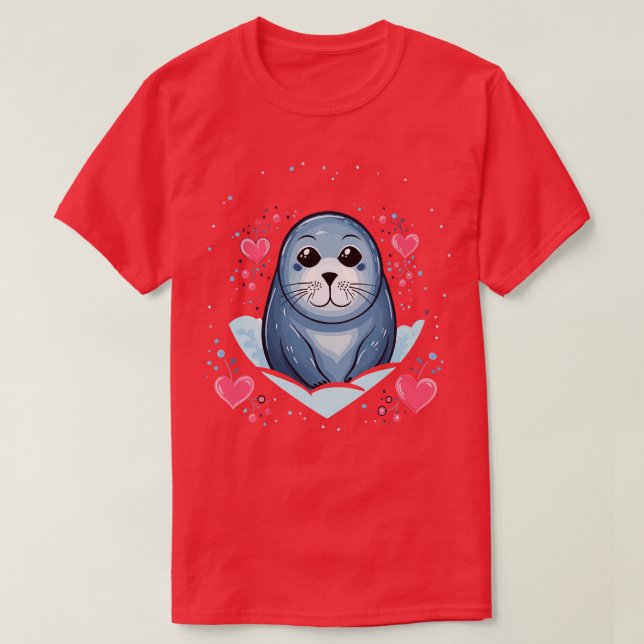 Harp Seal Alla hjärtans dag T Shirt (Design framsida)