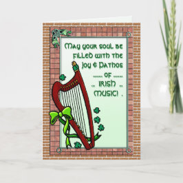 Harp, Shamrocks, Irish Music Blating Personlig Kort