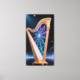harp strings transform into a shimmering spiderweb canvastryck