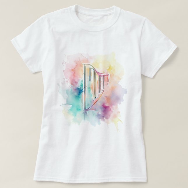 Harp Watercolor T-Shirt (Design framsida)