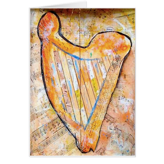 harpa av guld hälsningskort (Framsidan)