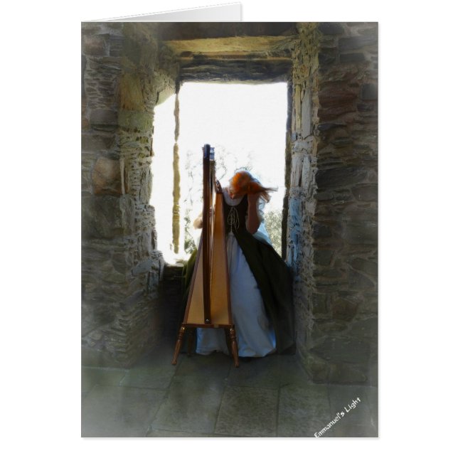 Harpa från det förgångna tomma kortet hälsningskort (Framsidan)