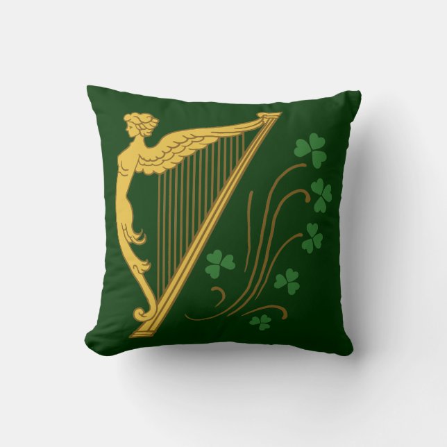 Harpa och Shamrocks för st patrick's day guld- Kudde (Framsida)