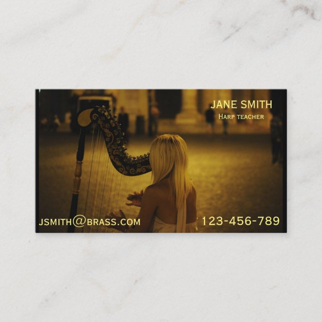 Harpalärare eller handleder visitkort (Framsida)