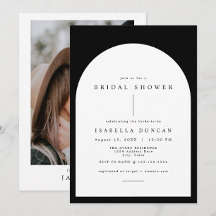 HARPER Boho Black & White Arched Möhippa Inbjudningar