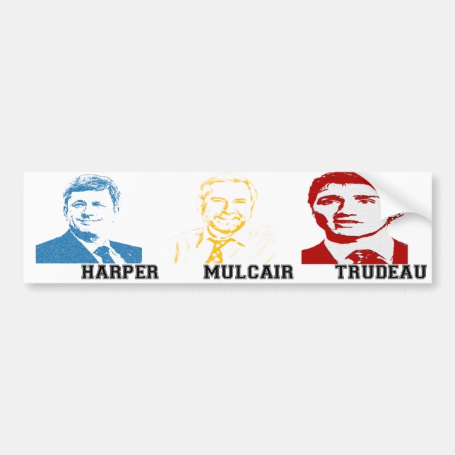 Harper Mulcair Trudeau Bildekal (Framsidan)