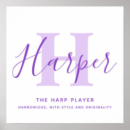 Harper namn betyder lila text personlig poster