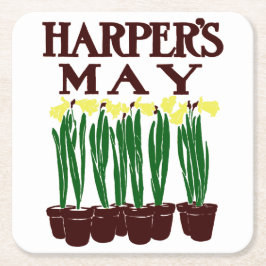 Harpers 1899 Edward Penfield Daffodils Underlägg Papper Kvadrat