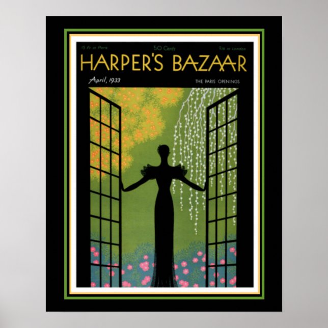 Harpers Bazaar Art Deco Cover 16 x 20 Poster (Framsidan)