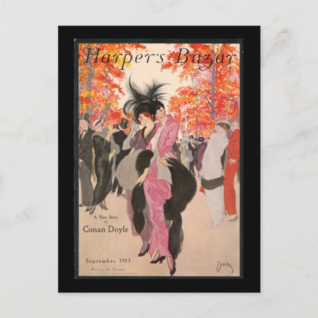 Harper's Bazaar höstmode 1913 art deco Vykort (Framsida)