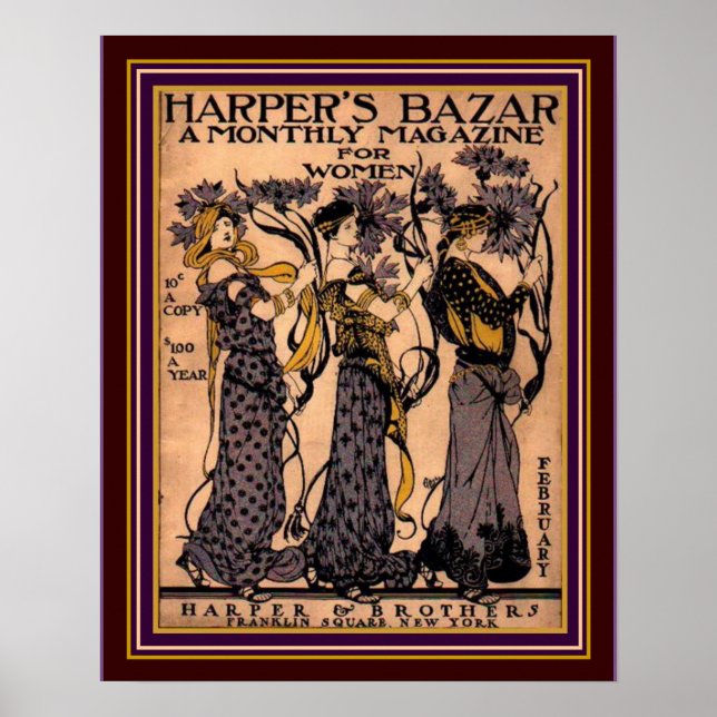Harpers Bazar Art Deco Cover 16 x 20 Poster (Framsidan)