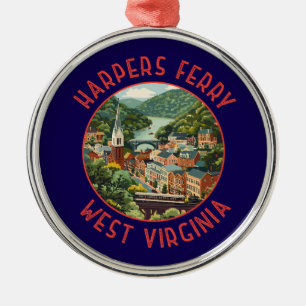 Harpers Ferry Väster Virginia Distress Circle Julgransprydnad Metall