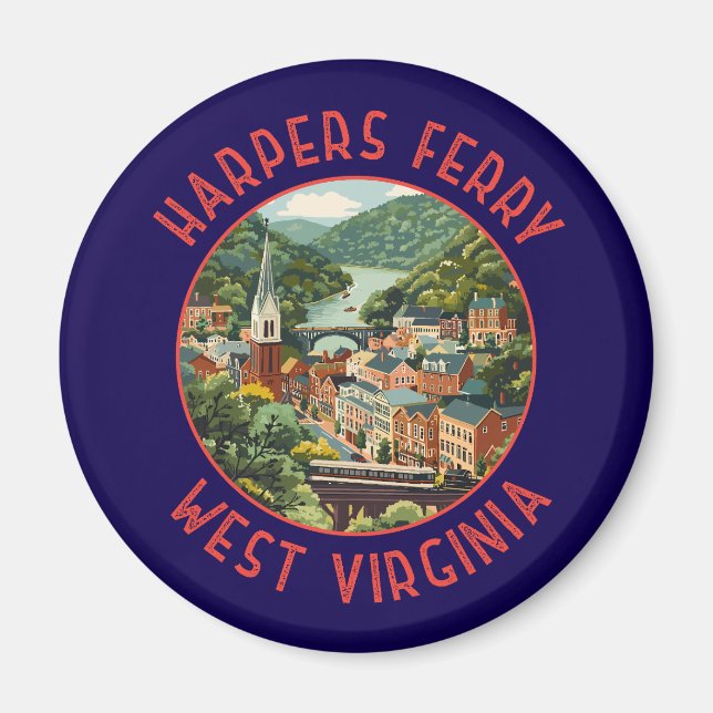 Harpers Ferry Väster Virginia Distress Circle Magnet (Framsidan)