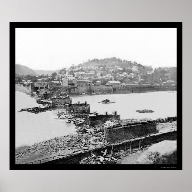 Harpers Ferry, WV Railroad Bridge Ruins 1862 Poster (Framsidan)
