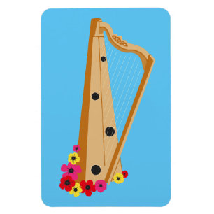 Harpist Blommigt Harp Söt Magnet