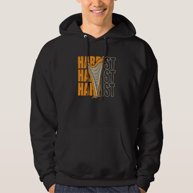 Harpist Konghou Pedal Harp Harpist Harp Player Hoodie (Framsida)