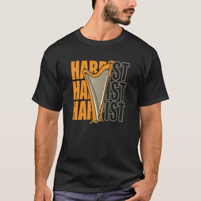 Harpist Konghou Pedal Harp Harpist Harp Player T Shirt (Framsida)
