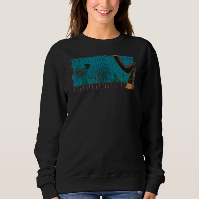 Harpist Musical Harp String Instrument Women Manar T Shirt (Framsida)