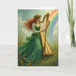 Harpist och Rainbow St. Patrick's Day Helgkort