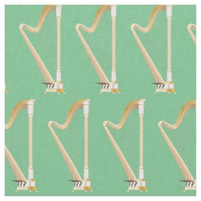 Harps Music Musician Room Decor Grönt Tyg (Närbild)