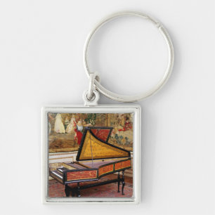 Harpsichord 1634 fyrkantig silverfärgad nyckelring