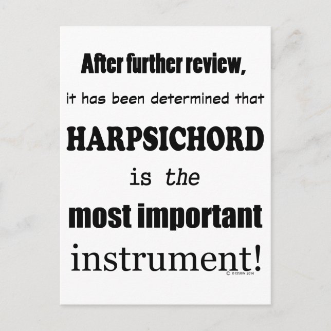 Harpsichord, det viktigaste instrumentet vykort (Framsida)