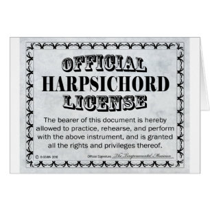 Harpsichord Licence Hälsningskort