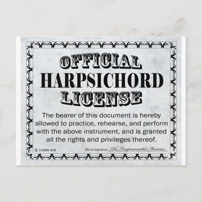 Harpsichord Licence Vykort (Framsida)