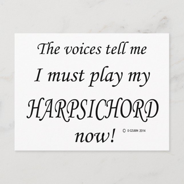 Harpsichord-röster säger att must Play Vykort (Framsida)