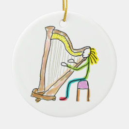 Harpspelande Stickman Julgransprydnad Keramik