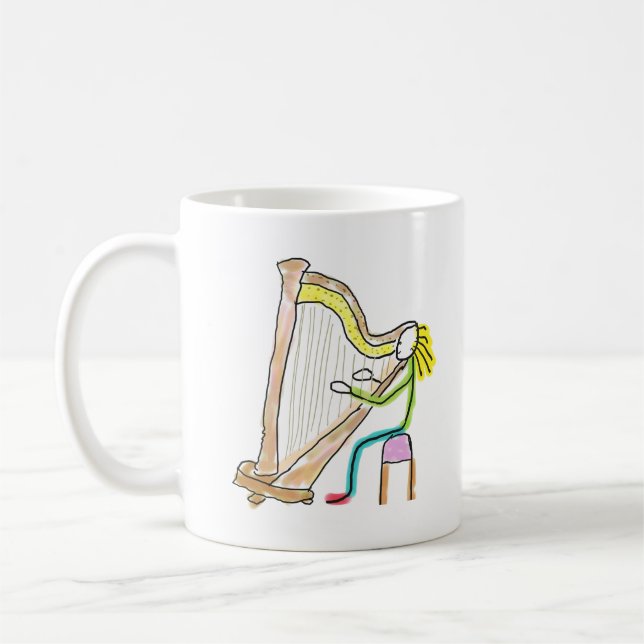 Harpspelande Stickman Kaffemugg (Vänster)