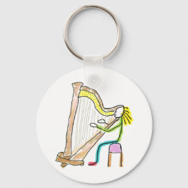 Harpspelande Stickman Nyckelring