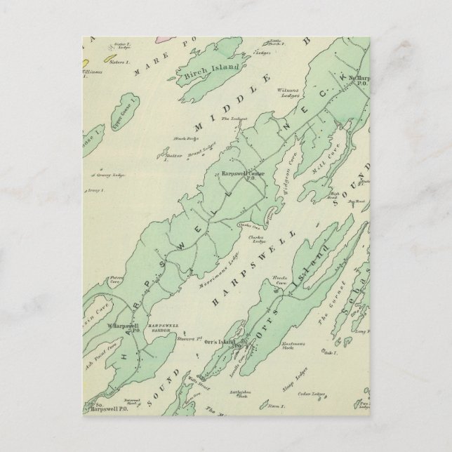 Harpswell, angränsande öar vykort (Framsida)