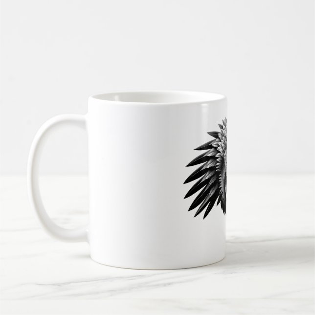 Harpy Eagle Head Black & White T-Shirt Kaffemugg (Vänster)