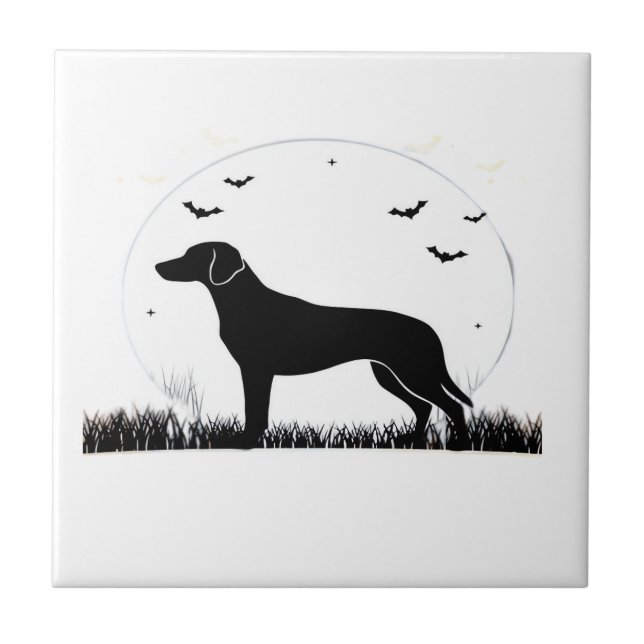 Harrier Dog � Halloween Moon Silhouette Classic T- Kakelplatta (Framsidan)