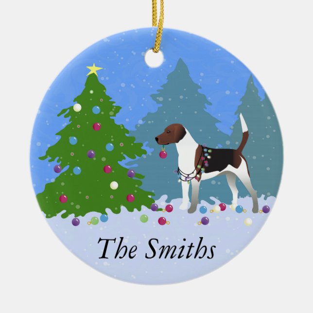 Harrier eller Beagle Decoration a Julgran Julgransprydnad Keramik (Framsidan)