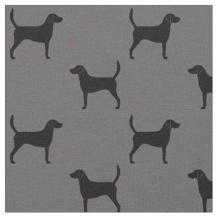 Harrier Hund Silhouettes Grått och Black Patterned Tyg