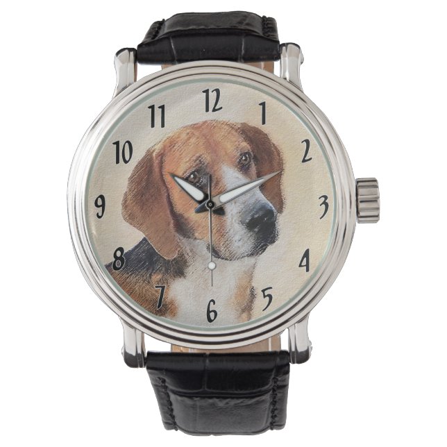 Harrier Painting - Cute Original Hund Art Armbandsur (Framsida)