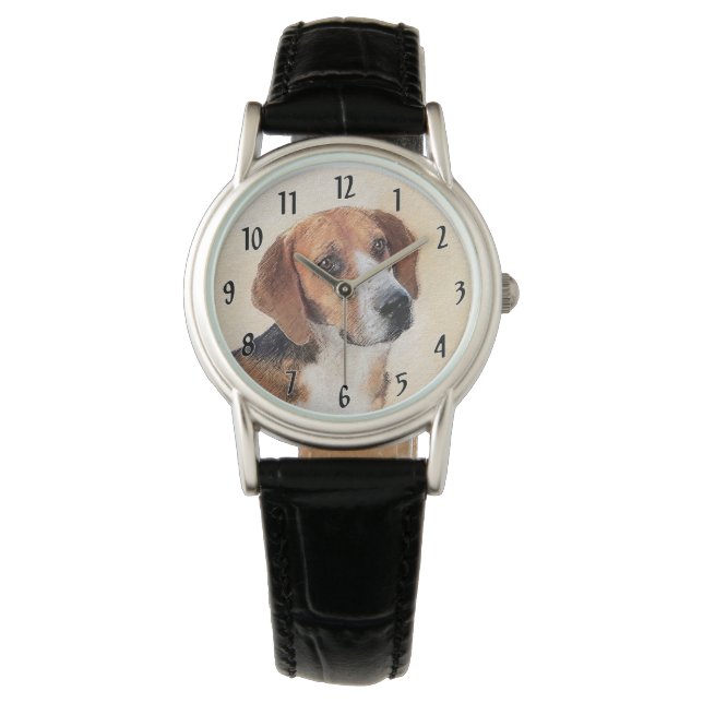 Harrier Painting - Cute Original Hund Art Armbandsur (Framsida)