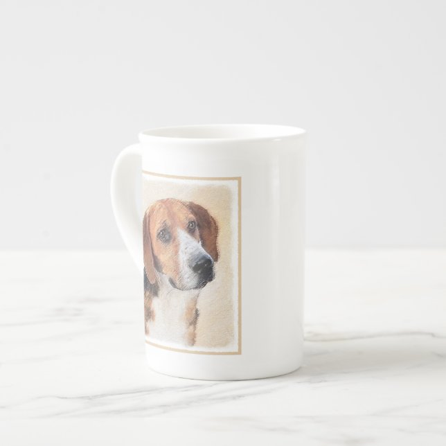 Harrier Painting - Cute Original Hund Art Benporslin Mugg (Framsida vänster)