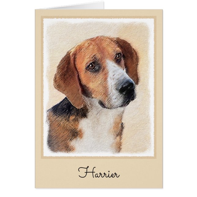 Harrier Painting - Cute Original Hund Art Hälsningskort (Framsidan)