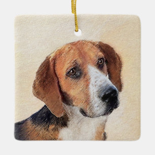 Harrier Painting - Cute Original Hund Art Julgransprydnad Keramik