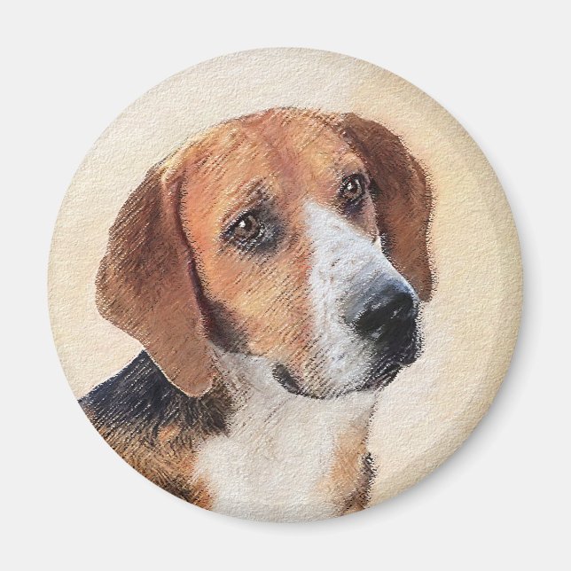 Harrier Painting - Cute Original Hund Art Magnet (Framsidan)