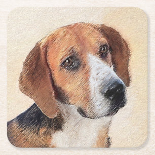 Harrier Painting - Cute Original Hund Art Underlägg Papper Kvadrat
