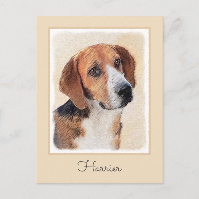 Harrier Painting - Cute Original Hund Art Vykort (Framsida)