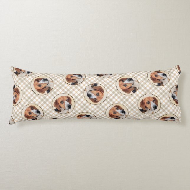 Harrier Painting Tri-Färg Cute Original Hund Art Kroppskudde (Framsidan)